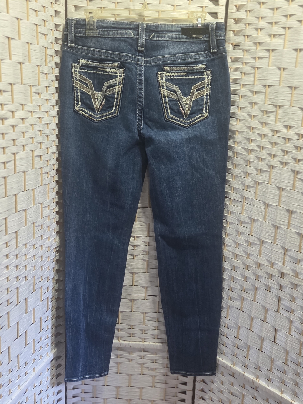Vigoss Dark Blue Embroidered Pocket Skinny Jeans